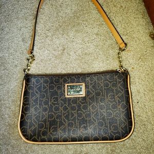 Calvin Klein chain Purse Handbag Brown khaki
